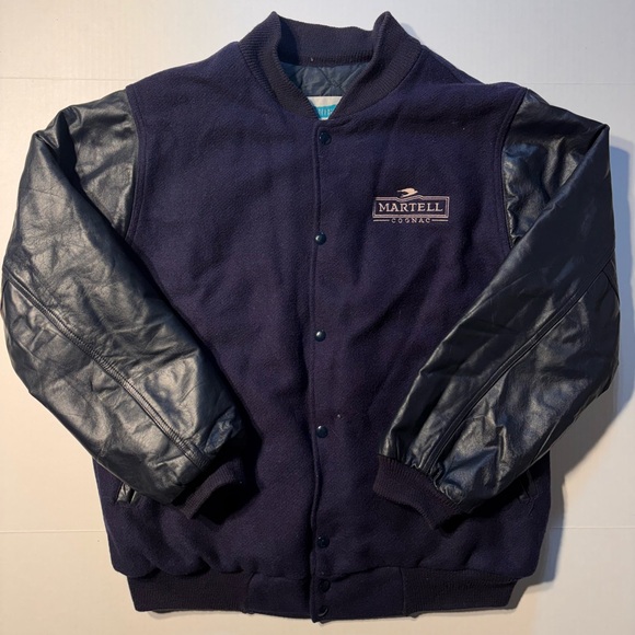 Jeff Hamilton Other - Vtg Grubbin Martell Cognac Liquor 90’s Wool Leather Sleeve Varsity Letterman USA
